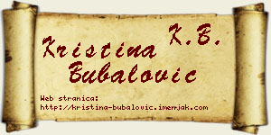 Kristina Bubalović vizit kartica